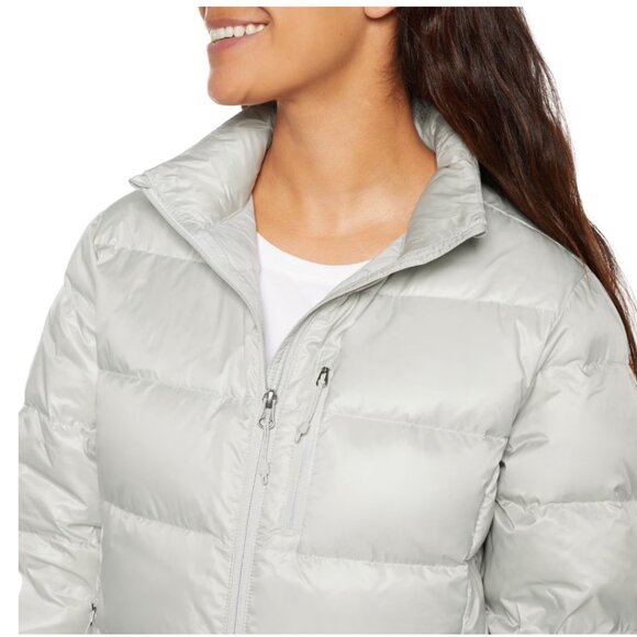 Eddie Bauer Womens Down Winter Packable Puffer Coat Lightweight LARGE Silver NWT - Picture 3 of 12